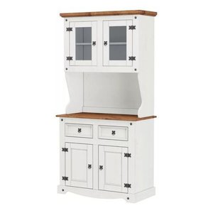 Cristaleira Madeira Maciça Branco 4 Portas e 2 Gavetas:branco