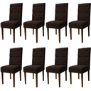 Ver imagem 1 de Kit 8 Cadeiras Sala de Jantar Estofadas Eloísa Veludo Marrom (liz Maria)