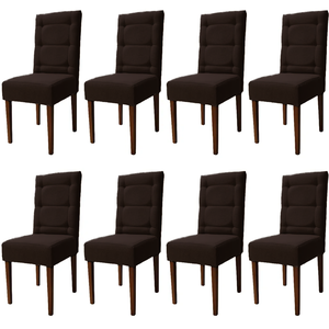 Kit 8 Cadeiras Sala de Jantar Estofadas Eloísa Veludo Marrom (liz Maria)