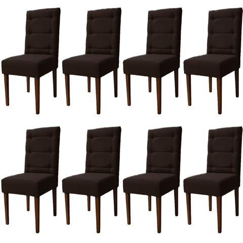 Kit 8 Cadeiras Sala de Jantar Estofadas Eloísa Veludo Marrom (liz Maria)