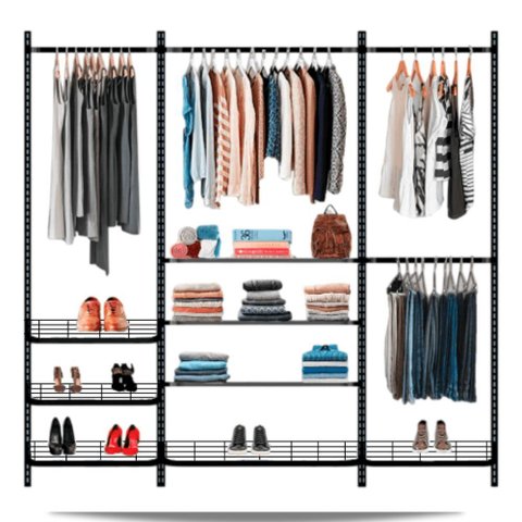 Guarda Roupa Closet Aramado Aberto Armário Modulado Roupeiro 2,20m - Preto