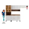 Cozinha Completa Completa Thela Avelã (2 Aéreos, 1 Balcão, 1 Paneleiro) 4 Peças Mel/Branco - - 4