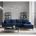 Ver imagem 1 de Sofá Beny com Chaise Direita, 2,60x1,40m, 4 Lugares, Linho, Base em Madeira.