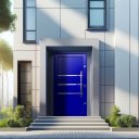 Ver imagem 2 de Porta Pivotante Alumínio Lambril Evolution c/Pux.Dir. Elite Azul 240x120 Brimak