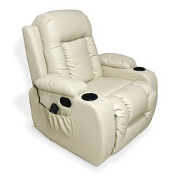 Poltrona do Papai Reclinável Sala de Cinema Massagem Balanço Giratória Austin Pu Bege G31 - Gran Bel - 7