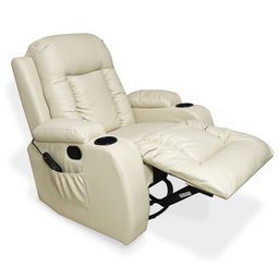 Poltrona do Papai Reclinável Sala de Cinema Massagem Balanço Giratória Austin Pu Bege G31 - Gran Bel - 2