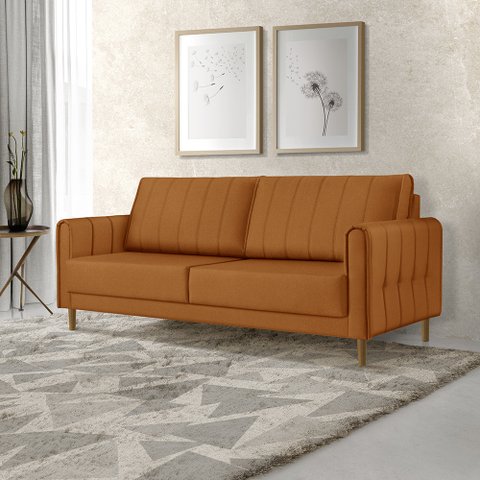Sofá Living Biagio 1,70m Veludo Pés Madeira Espuma D-28:terracota