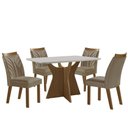 Ver imagem 2 de Conjunto Mesa de Jantar com Vidro e 4 Cadeiras 120cm Multimóveis Crljm-CON027 Madeirado/Bege