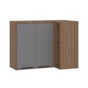 Ver imagem 1 de Armário Aéreo de Cozinha Canto Reto 95cm 2 Portas Aspen Luciane Móveis Vanilla com Cinza Puro