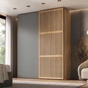Ver imagem 1 de Guarda-Roupas Nilo 183,3cm 2 Portas de Correr Ripada e MDF Olmo/Cinza