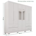 Ver imagem 3 de Guarda-Roupa Casal com Pés e Espelho 6 Portas 4 Gavetas Texas Premium Branco