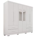 Ver imagem 3 de Guarda-Roupa Casal com Pés e Espelho 6 Portas 4 Gavetas Texas Premium Branco