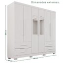 Ver imagem 4 de Guarda-Roupa Casal com Pés e Espelho 6 Portas 4 Gavetas Texas Premium Branco