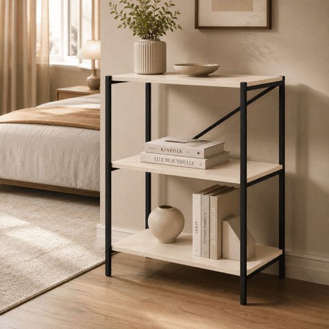 Estante Bari 3 Prateleiras | Estilo Industrial para Sala, Quarto, Escritório e Hall de Entrada