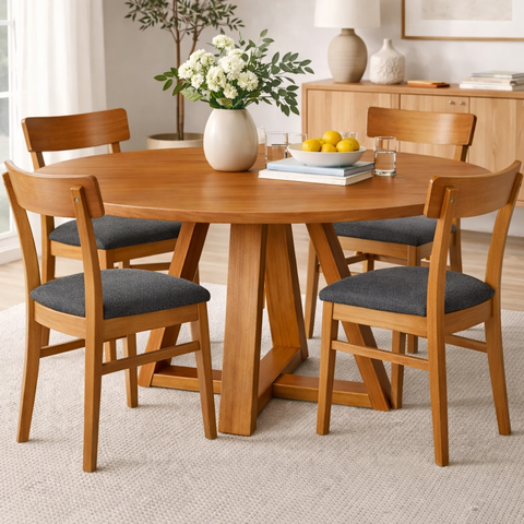 Mesa Donna Redonda 100% Madeira Maciça 100cm