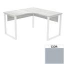 Ver imagem 1 de Mesa de Escritório em L Pé Tubular Pe25 em Mdp 135 X 135 X 60 Cm Cinza com Base Preta