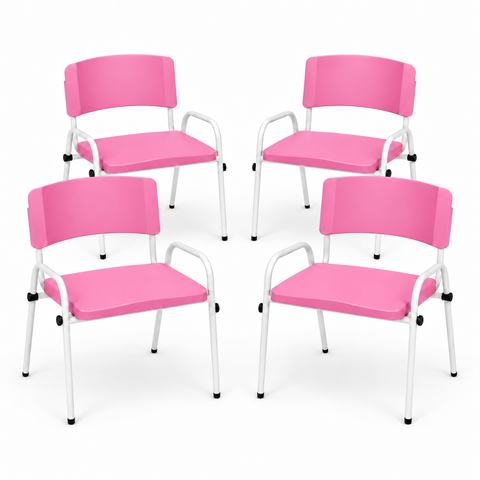 Cadeira Infantil Lume Kids Kit 4:Branca/Rosa