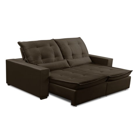 Sofa Retratil Reclinavel 2 Lugares 1,80m Atlantis Veludo Marrom Claro Lansofbr Lansof Brasil