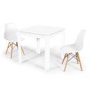 Ver imagem 1 de Conjunto Mesa de Jantar Quadrada Sofia Branca 80x80cm com 2 Cadeiras Eames Eiffel - Branco