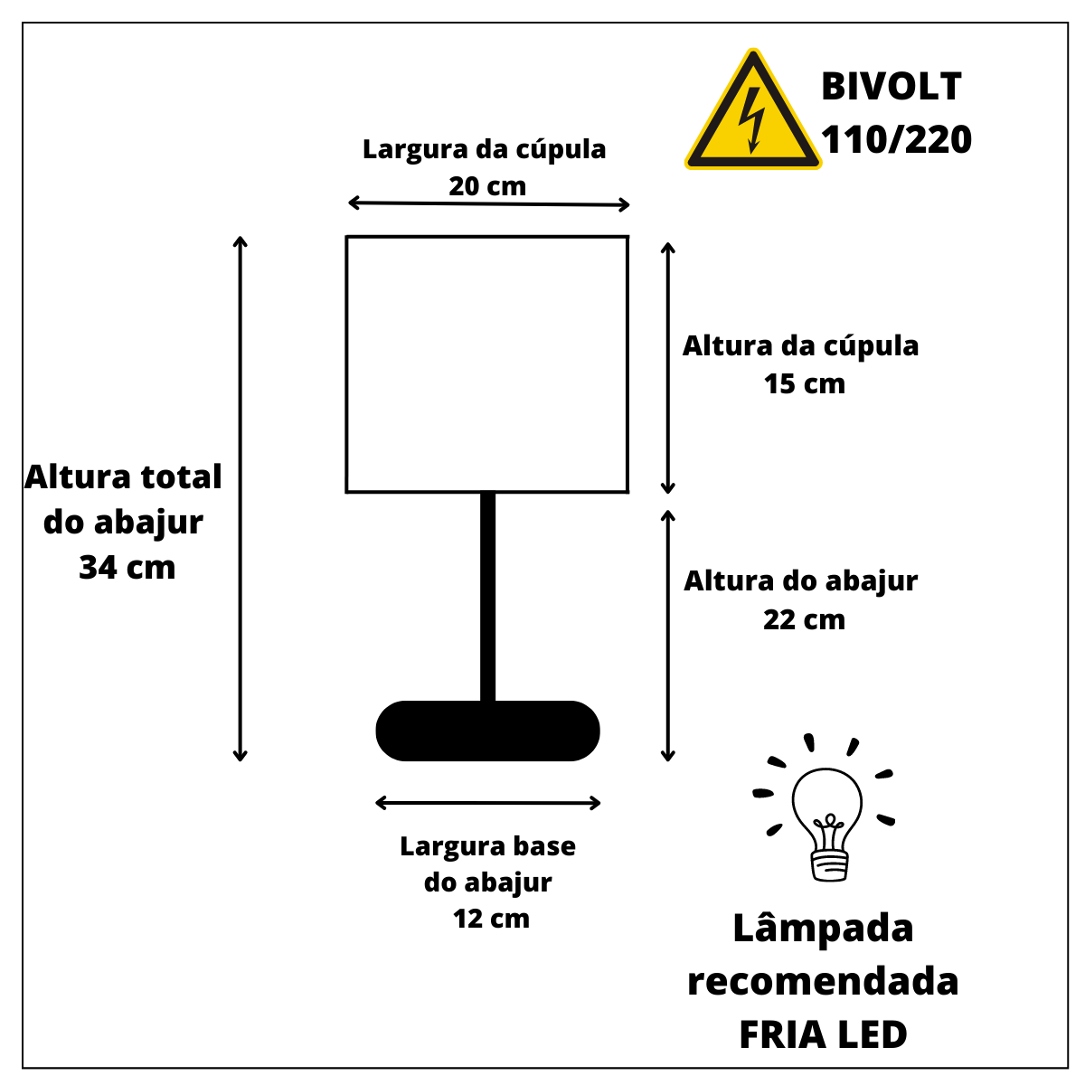 Kit 02 Abajur Quarto Pé Redondo Preto com Alumínio Aconchego - 4