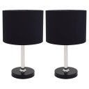 Ver imagem 1 de Kit 02 Abajur Quarto Pé Redondo Preto com Alumínio Aconchego