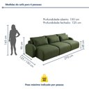 Ver imagem 3 de Sofá Cama Modular Orgânico Retrátil 4 Lugares 270cm Base Madeira Maciça Oxford