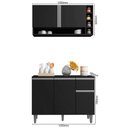 Ver imagem 2 de Kit Balcão de Cozinha e Armário Aéreo Elis Preto