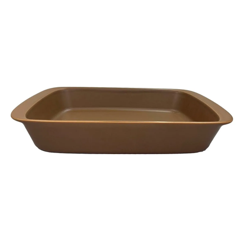 Assadeira de Porcelana Retangular 34x21cm 2 Litros Tango Marrom Oxford