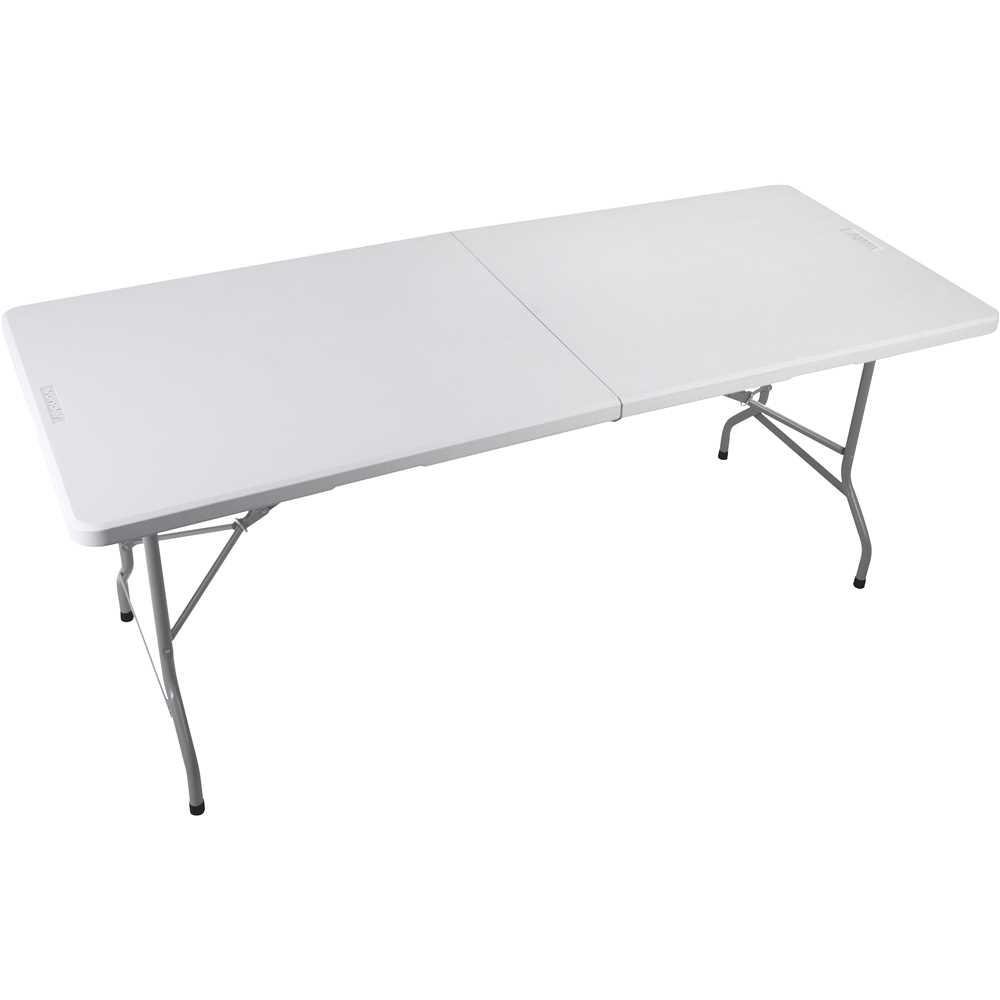 Mesa Plástica Dobrável Retangular 180cm Branca Vonder | MadeiraMadeira