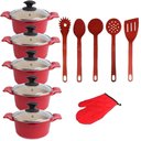 Ver imagem 1 de Jogo Panela Vermelha Marmorizada Talher Javali Aal 16a24cm