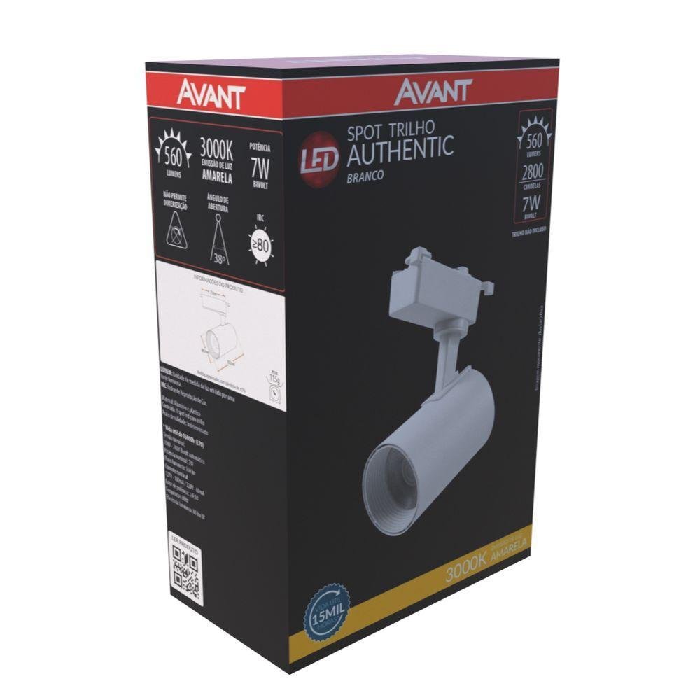 Spot P/ Trilho Authentic Branco 7w Amarelo 3000k - 1