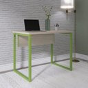 Ver imagem 1 de Escrivaninha Mesa Escritório PE25 90cm Castanheira e Verde Miró Cinza