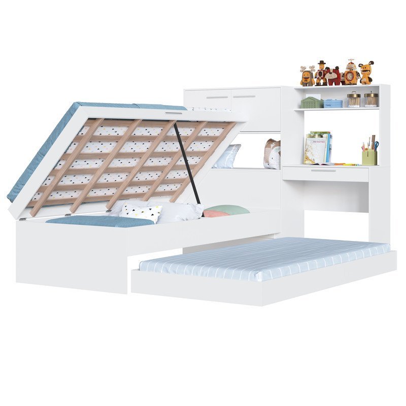 Cama Box Articulável com Estação e Cama Auxiliar 90cm Israel Branco Art In Móveis - 5