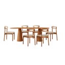Ver imagem 2 de Mesa de Jantar Orgânica Kit 6 Cadeiras com Madeira Maciça/MDF Monaco Linho Off/Imbuia Natural/Cinam.