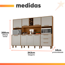 Ver imagem 4 de Armário de Cozinha Completa com Adega 8 Portas 3 Gavetas Apollo Madeirado / Areia Zanzini