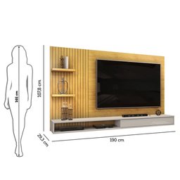Painel para Tv até 60 Polegadas Ripado com Nichos Bento Cedro Bali Dj Móveis - 2
