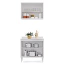 Ver imagem 4 de Kit Armário Aéreo e Balcão de Cozinha Lavanderia 02 Portas Loren 80 cm - D’Rossi Branco e Pre