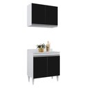 Ver imagem 1 de Kit Armário Aéreo e Balcão de Cozinha Lavanderia 02 Portas Loren 80 cm - D’Rossi Branco e Pre