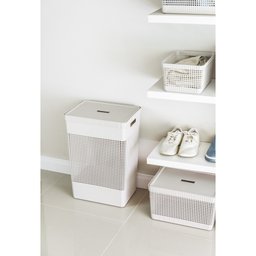 Cesto de Roupa Grid Bege 49 L com Tampa 38 x 28 x 55,2 cm - 6