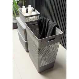 Cesto de Roupa Grid Bege 49 L com Tampa 38 x 28 x 55,2 cm - 7