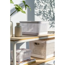 Cesto de Roupa Grid Bege 49 L com Tampa 38 x 28 x 55,2 cm - 8
