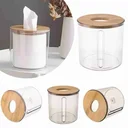 Ver imagem 1 de Porta Papel Higiênico de Luxo Transparente com Tampa de Bambú