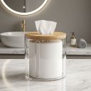 Ver imagem 5 de Porta Papel Higiênico de Luxo Transparente com Tampa de Bambú