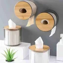 Ver mais imagens de Porta Papel Higiênico de Luxo Transparente com Tampa de Bambú