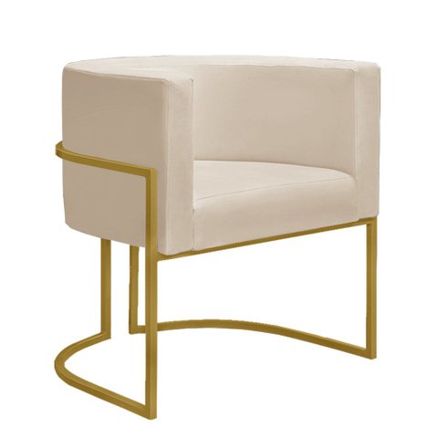 Poltrona Decorativa Sala de Estar Nayara Base Metal Dourada:bege