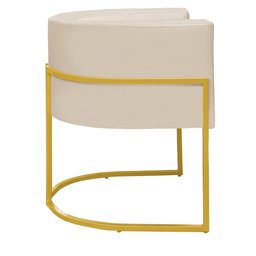Poltrona Decorativa Sala de Estar Nayara Base Metal Dourada:bege - 3