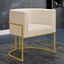Ver imagem 2 de Poltrona Decorativa Sala de Estar Nayara Base Metal Dourada:bege