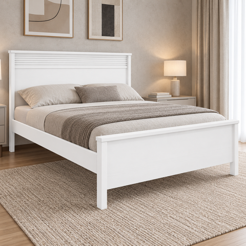 Cama Casal Cabeceira Ripada Ibiti - Bianco Móveis:Branco