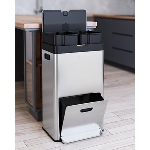 Takywep Lixeira Vertical Inox 53l com 2 Compartimentos Silenciosa