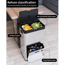 Takywep Lixeira Vertical Inox 53l com 2 Compartimentos Silenciosa - 2